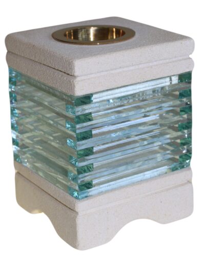 Stone Oil Burner - Square Glass Brick
