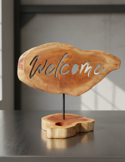 Candle Holder Sign - Welcome