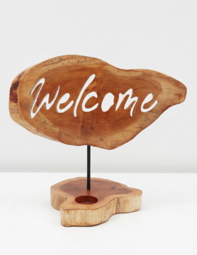 Candle Holder Sign - Welcome