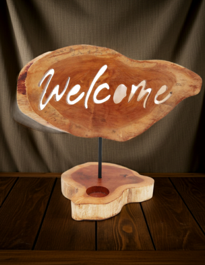 Candle Holder Sign - Welcome
