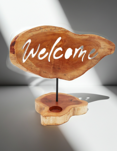 Candle Holder Sign - Welcome