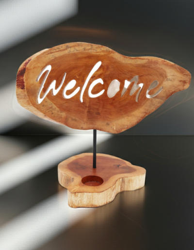 Candle Holder Sign - Welcome