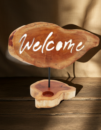 Candle Holder Sign - Welcome