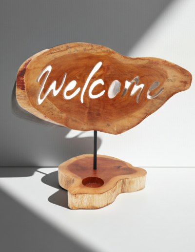 Candle Holder Sign - Welcome