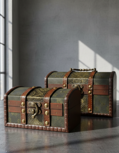 Sets of 2 Colonial Boxes – Metal Embossed