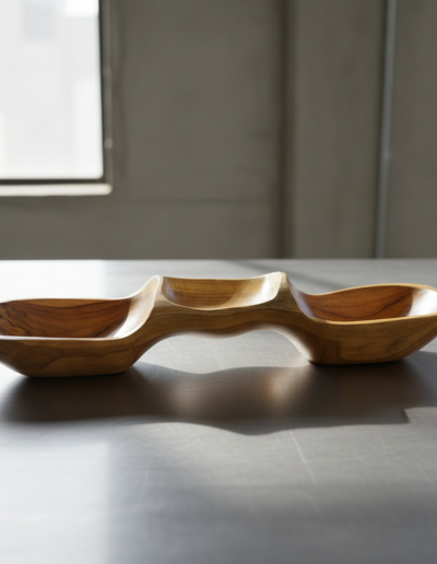 Teak Three Bowl Pyramid aprox 50cm