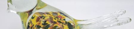 Handmade Yellow Speckled Blown Glass Bird