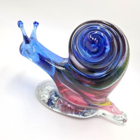 Handmade Blue Blown Glass Snail
