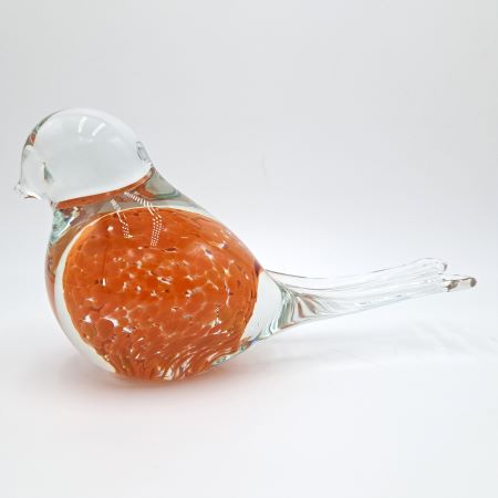 Handmade Burnt Orange Speckled Blown Glass Bird