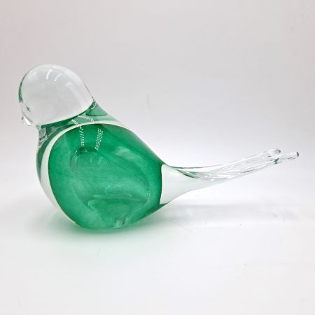 Handmade Emerald Green Blown Glass Bird