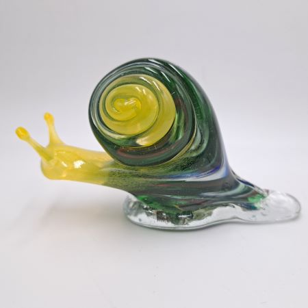 Handmade Green Blown Glass Snail