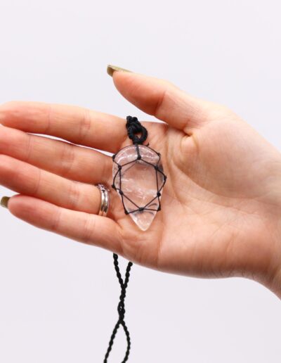 Rock Quartz Laced Gemstone Teardrop Pendant