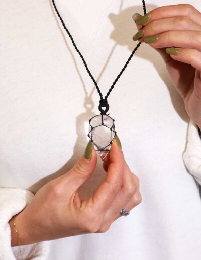 Rock Quartz Laced Gemstone Teardrop Pendant