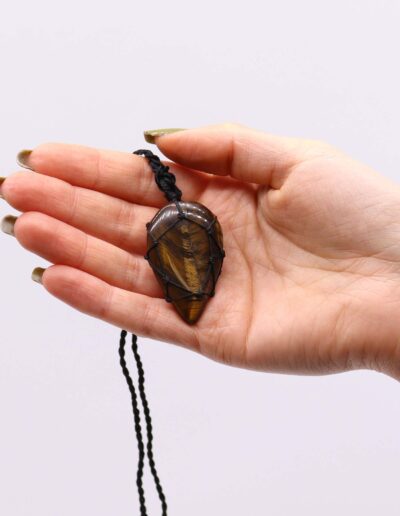 Tigereye Laced Gemstone Teardrop Pendant