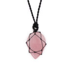 Rose Quartz Laced Gemstone Teardrop Pendant