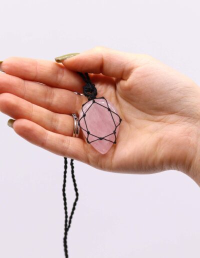 Rose Quartz Laced Gemstone Teardrop Pendant