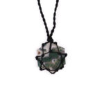 Moss Agate Laced Gemstone Hexagon Pendant