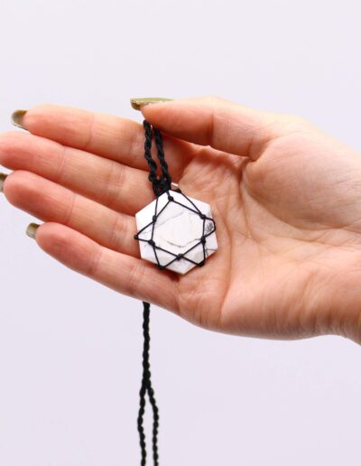White Howlite Laced Gemstone Hexagon Pendant
