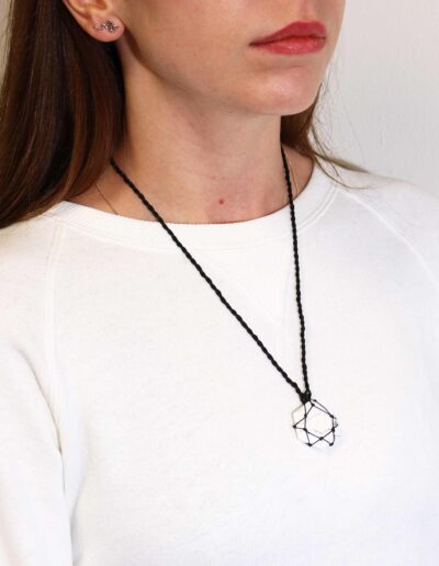 White Howlite Laced Gemstone Hexagon Pendant