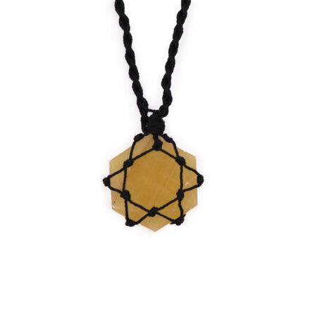Yellow Quartz Laced Gemstone Hexagon Pendant