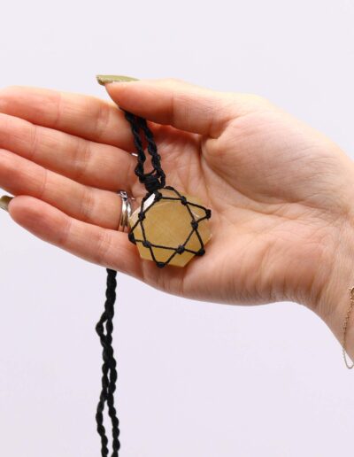 Yellow Quartz Laced Gemstone Hexagon Pendant