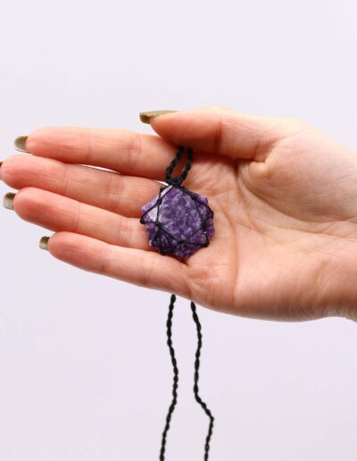 Lepidolite Laced Gemstone Hexagon Pendant