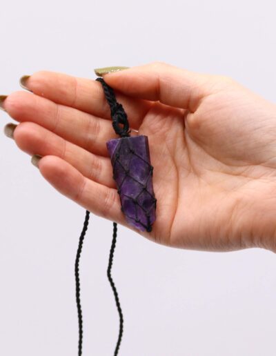 Amethyst Laced Gemstone Flat Point Pendant