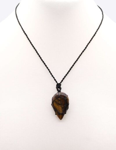 Tigereye Laced Gemstone Teardrop Pendant