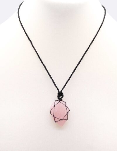 Rose Quartz Laced Gemstone Teardrop Pendant