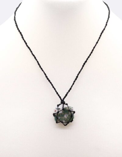 Moss Agate Laced Gemstone Hexagon Pendant