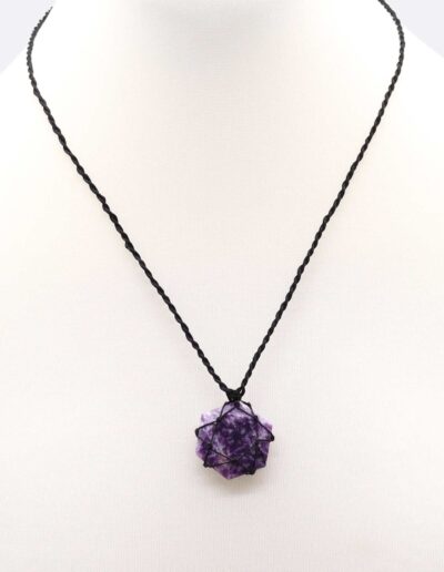 Lepidolite Laced Gemstone Hexagon Pendant