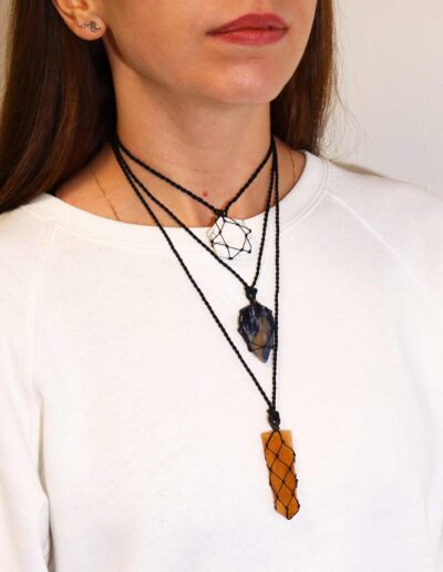 White Howlite Laced Gemstone Hexagon Pendant