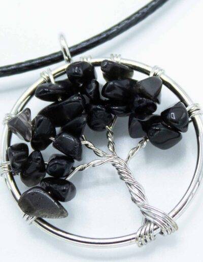 Black Agate Tree of Life Pendant
