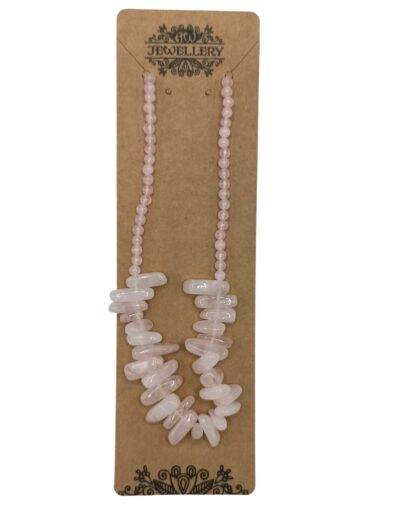 Rose Quartz Longstone Gem Necklace
