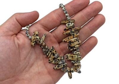 Dalmatian Stone Longstone Gem Necklace