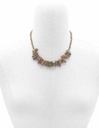 Unakite Longstone Gem Necklace
