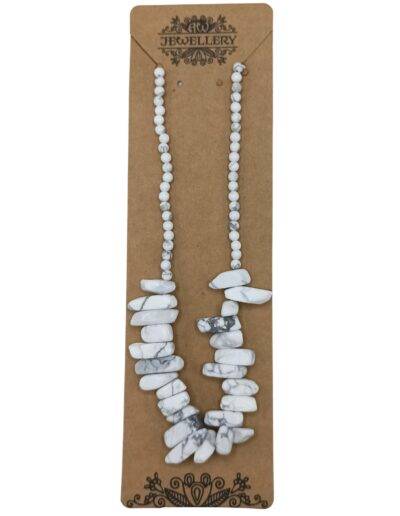 White Jasper Longstone Gem Necklace