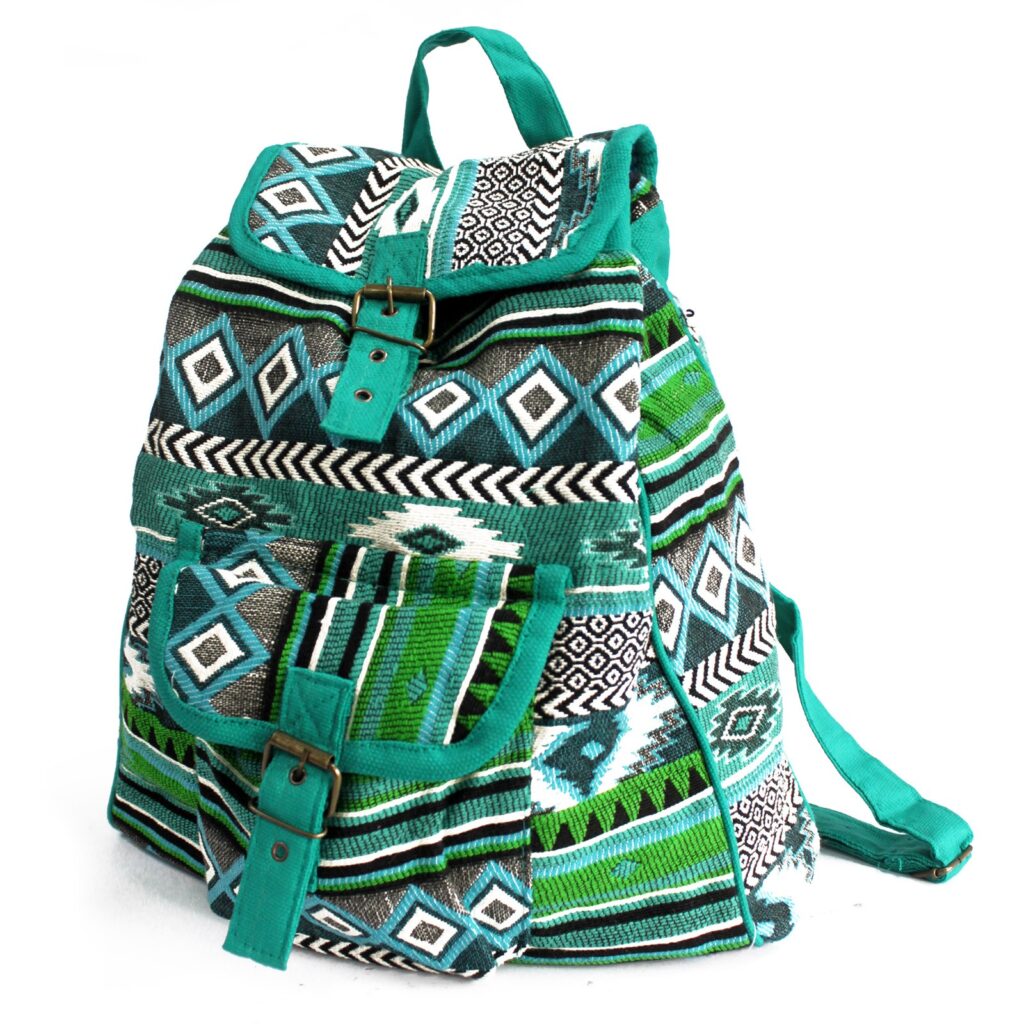 Teal Backpack Jacquard Bag