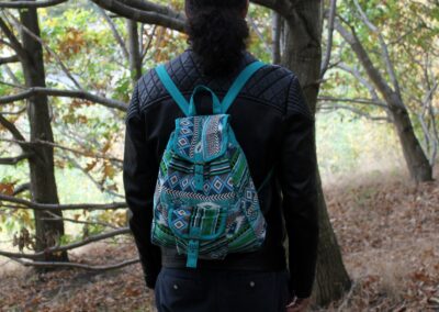 Teal Backpack Jacquard Bag