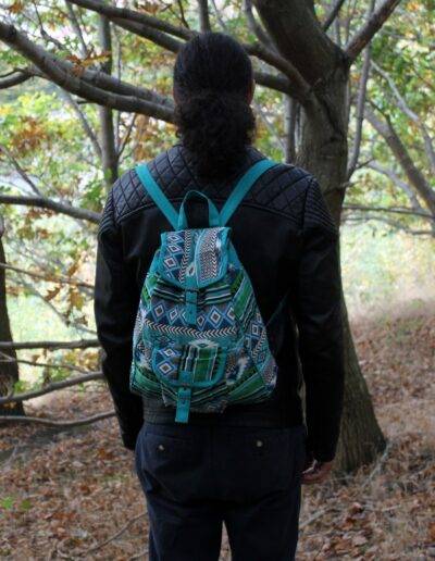 Teal Backpack Jacquard Bag