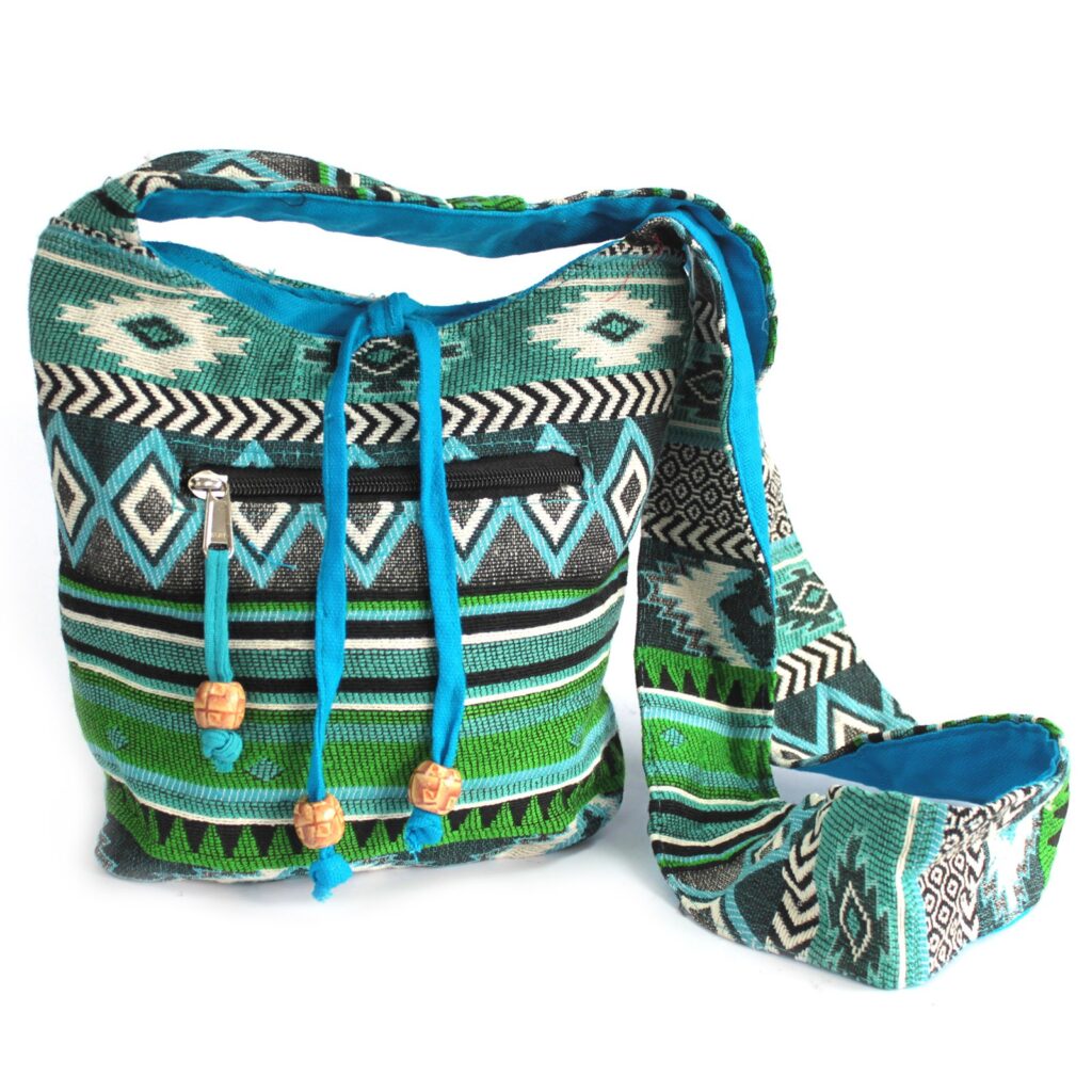 Teal Sling Bag Jacquard Bag