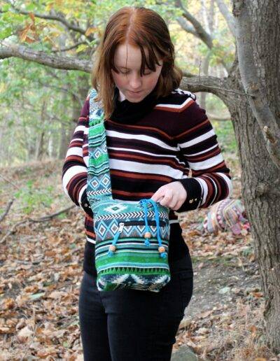 Teal Sling Bag Jacquard Bag