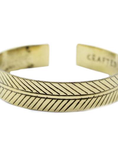 Wide Tribal Leaf Brass Tibetan Bracelet