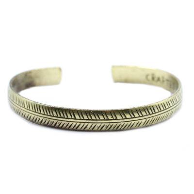 Slim Tribal Leaf Brass Tibetan Bracelet