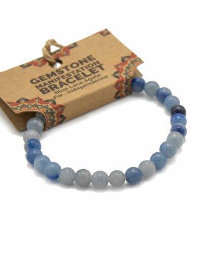 Blue Lace Agate Independence Gemstone Manifestation Bracelet
