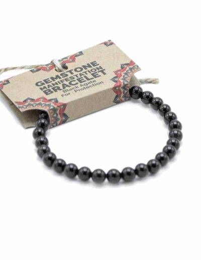Black Agate Protection Gemstone Manifestation Bracelet