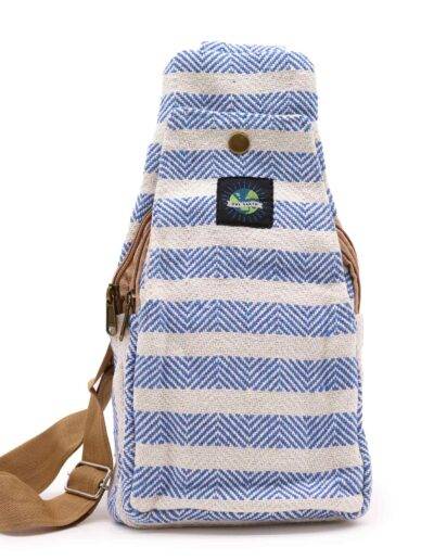Blue and White Cross Body Bag Natural Cotton