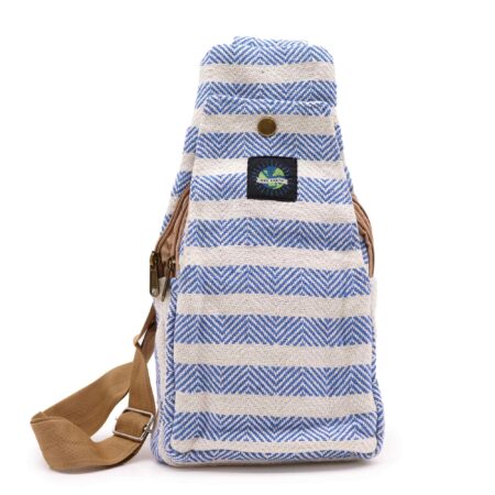 Blue and White Cross Body Bag Natural Cotton