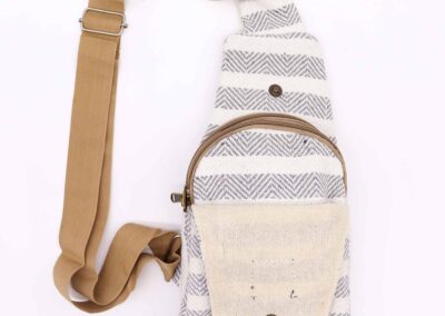 Grey and White Body Cross Bag Natural Cotton