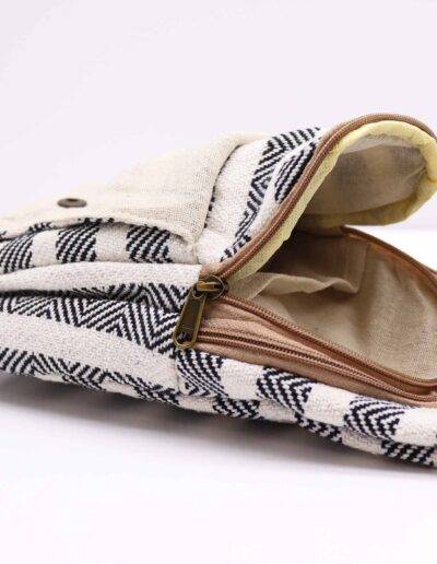 Black and White Cross Body Bag Natural Cotton